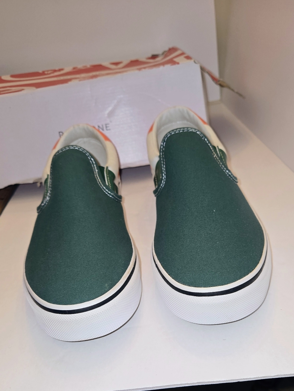 Row One Women's 7.5 U of Miami Slip-On Canvas Sneakers- Green & Orange NEW - Picture 7 of 12